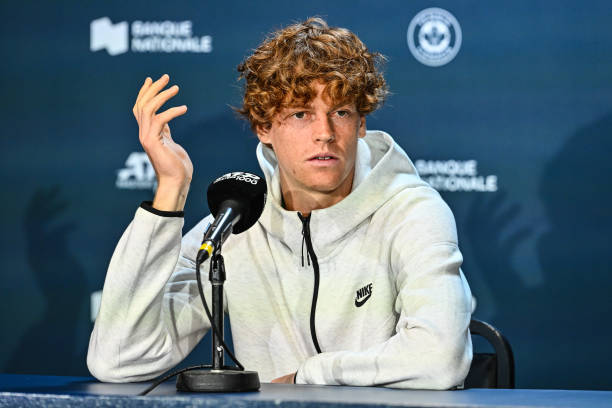 MONTREAL, CANADA - AUGUST 05: Jannik Sinner of Italy addresses the media ahead of the ATP Masters 1000 National Bank Open at Stade IGA on August 5, 2024 in Montreal, Canada. (Photo by Minas Panagiotakis/Getty Images)